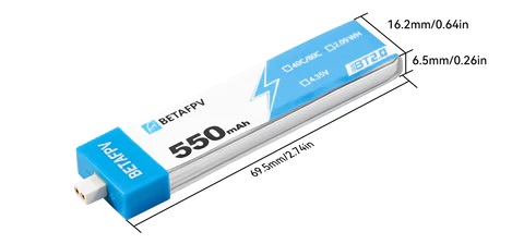 Аккумулятор повышенной емкости для BETAFPV Cetus Pro / X BT2.0 550mAh 1S 30C HV Battery (4шт)